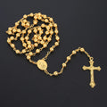 Collier Chapelet Croix Crucifix — Plaqué Or 18 Carats