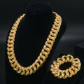 Parure Collier & Bracelet Maille Américaine — Plaqué Or 18 Carats