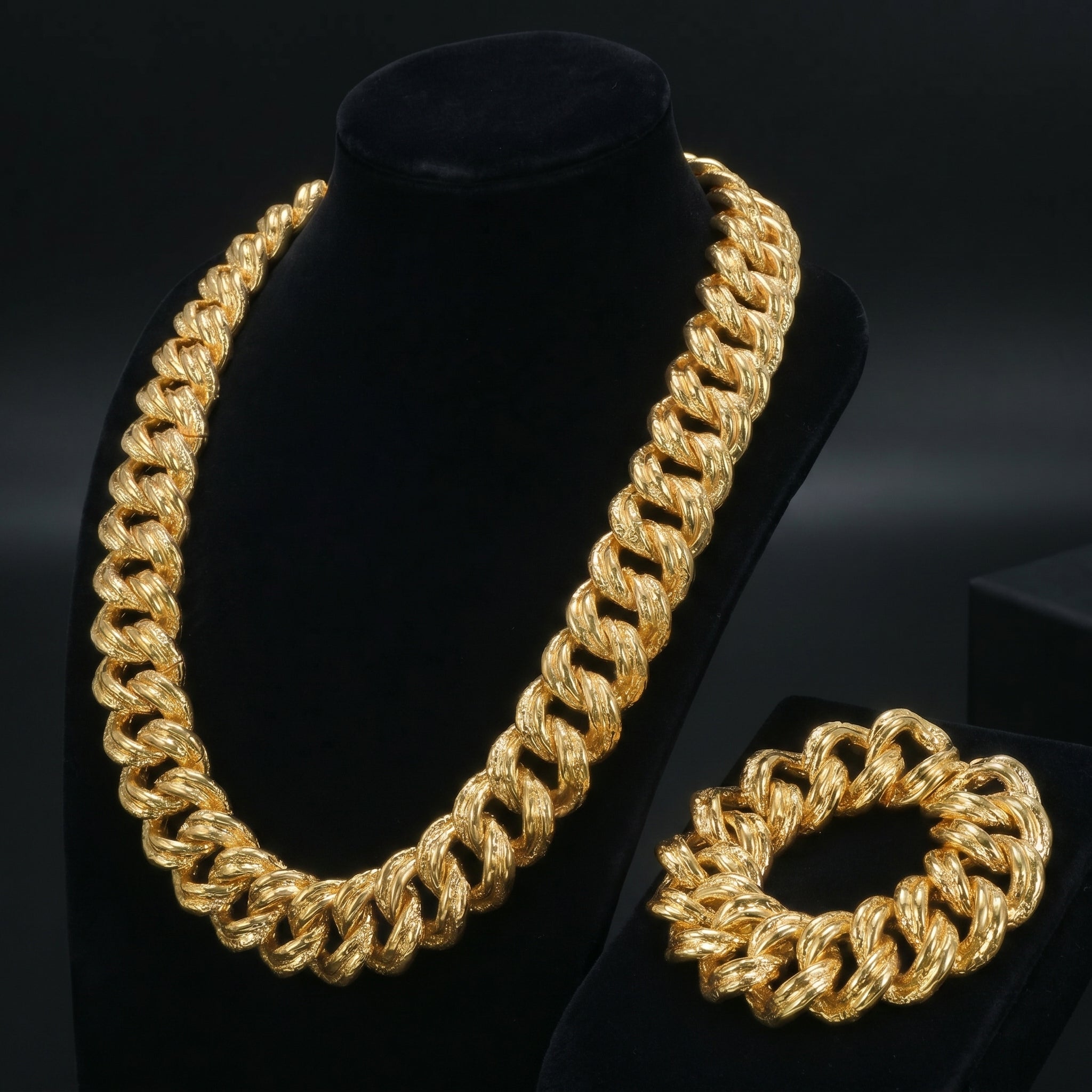 Parure Collier & Bracelet Maille Américaine — Plaqué Or 18 Carats