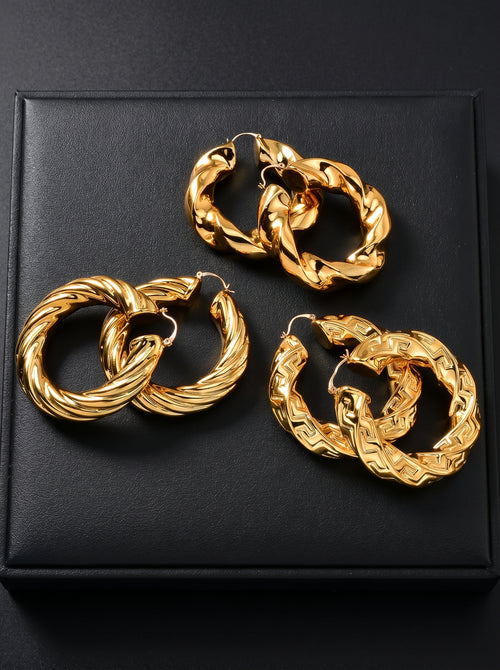 Boucles d'Oreilles Créoles — Plaqué Or 18 Carats