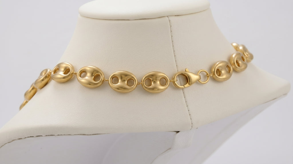 Collier Chaîne Grain de Café — Plaqué Or 18 Carats