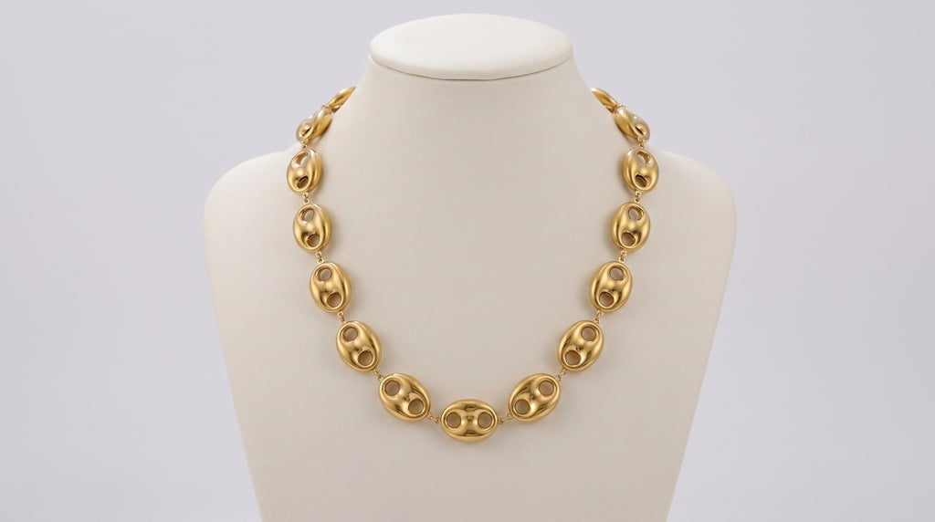 Collier Chaîne Grain de Café — Plaqué Or 18 Carats