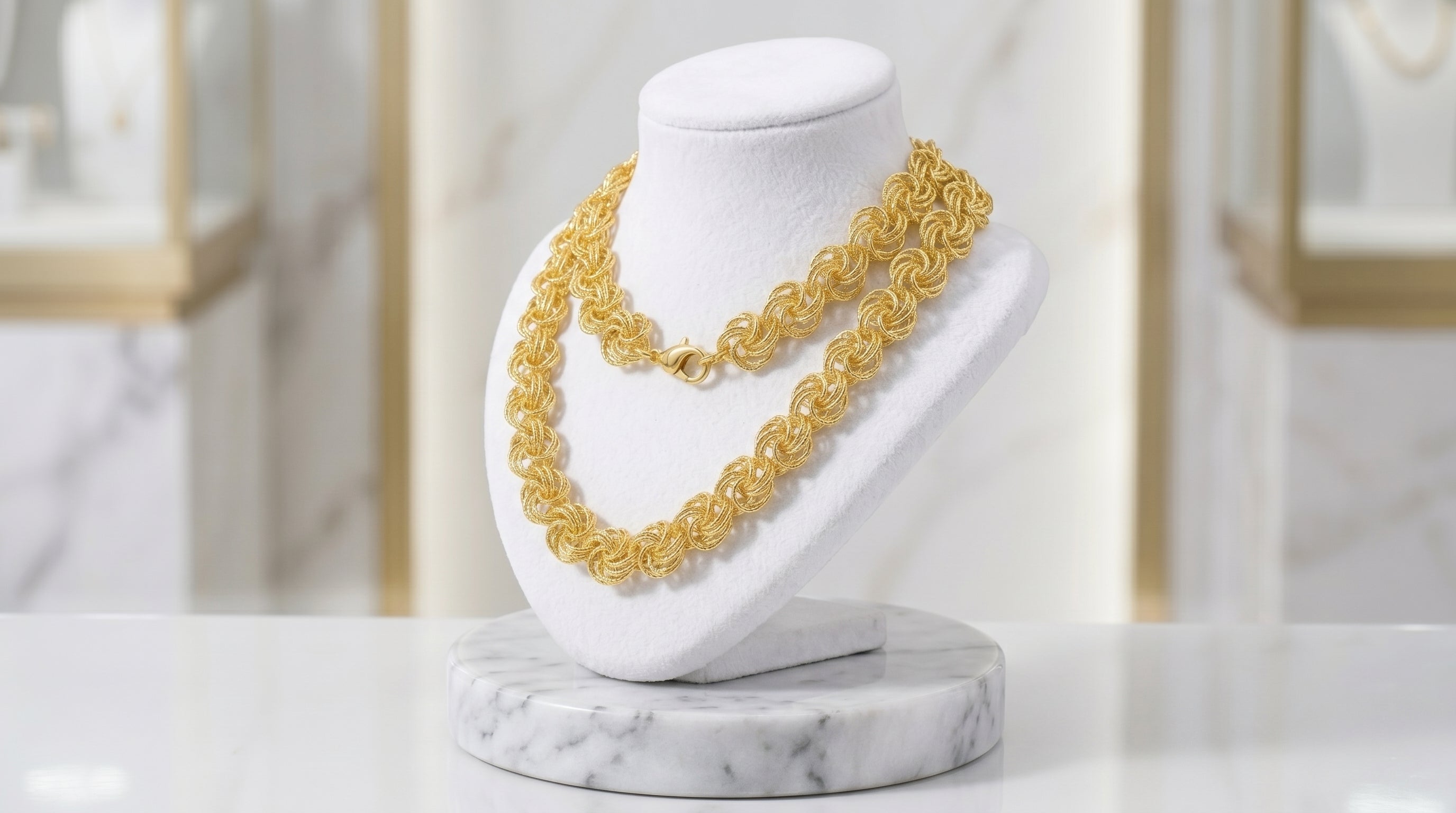 Parure Collier & Bracelet Chaîne Macaron — Plaqué Or 18 Carats